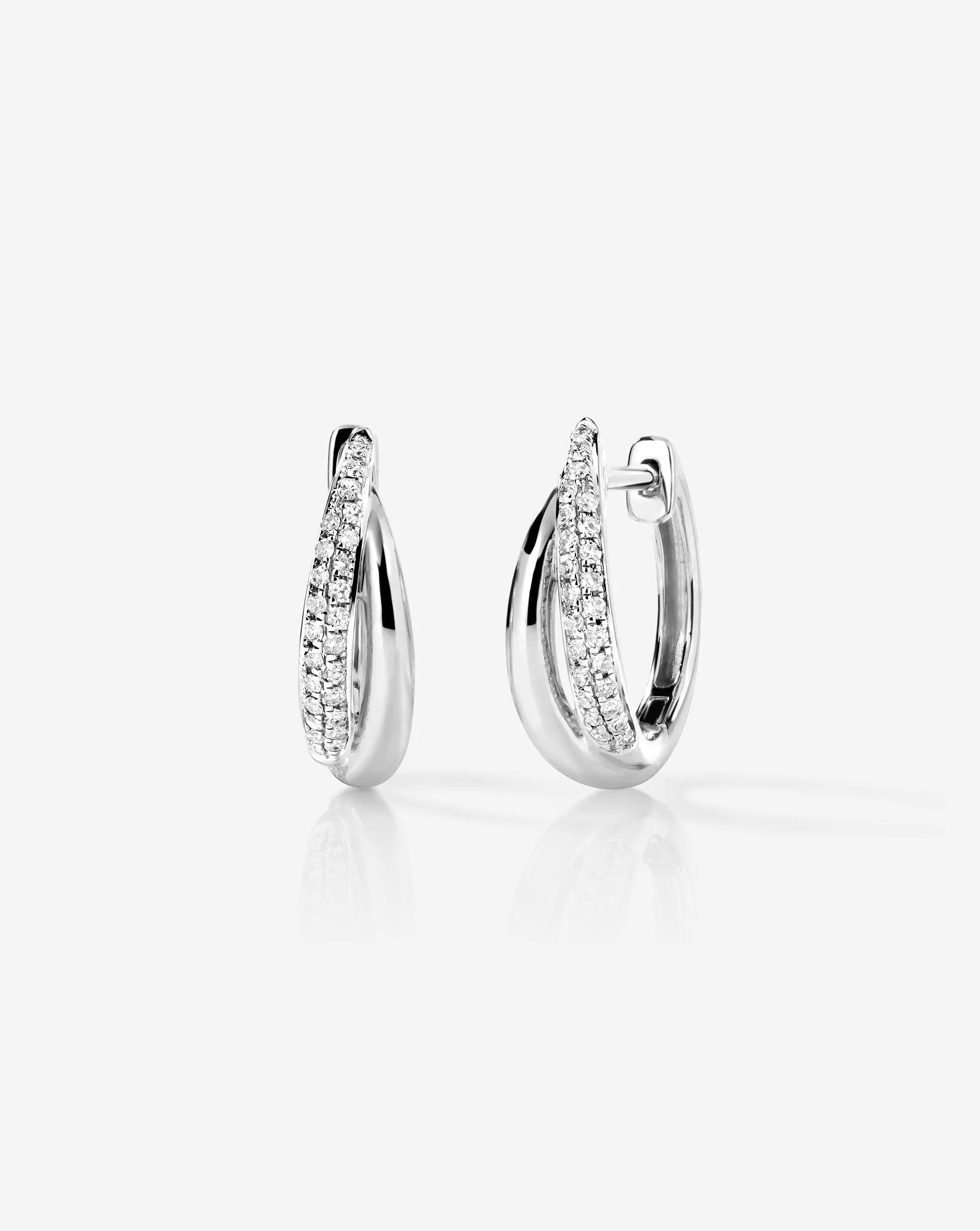 Stunning Double Row Diamond Hoop Earrings.