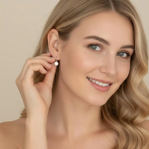 Moissanite Bezel Set Dangle Earrings, 925 Sterling Silver