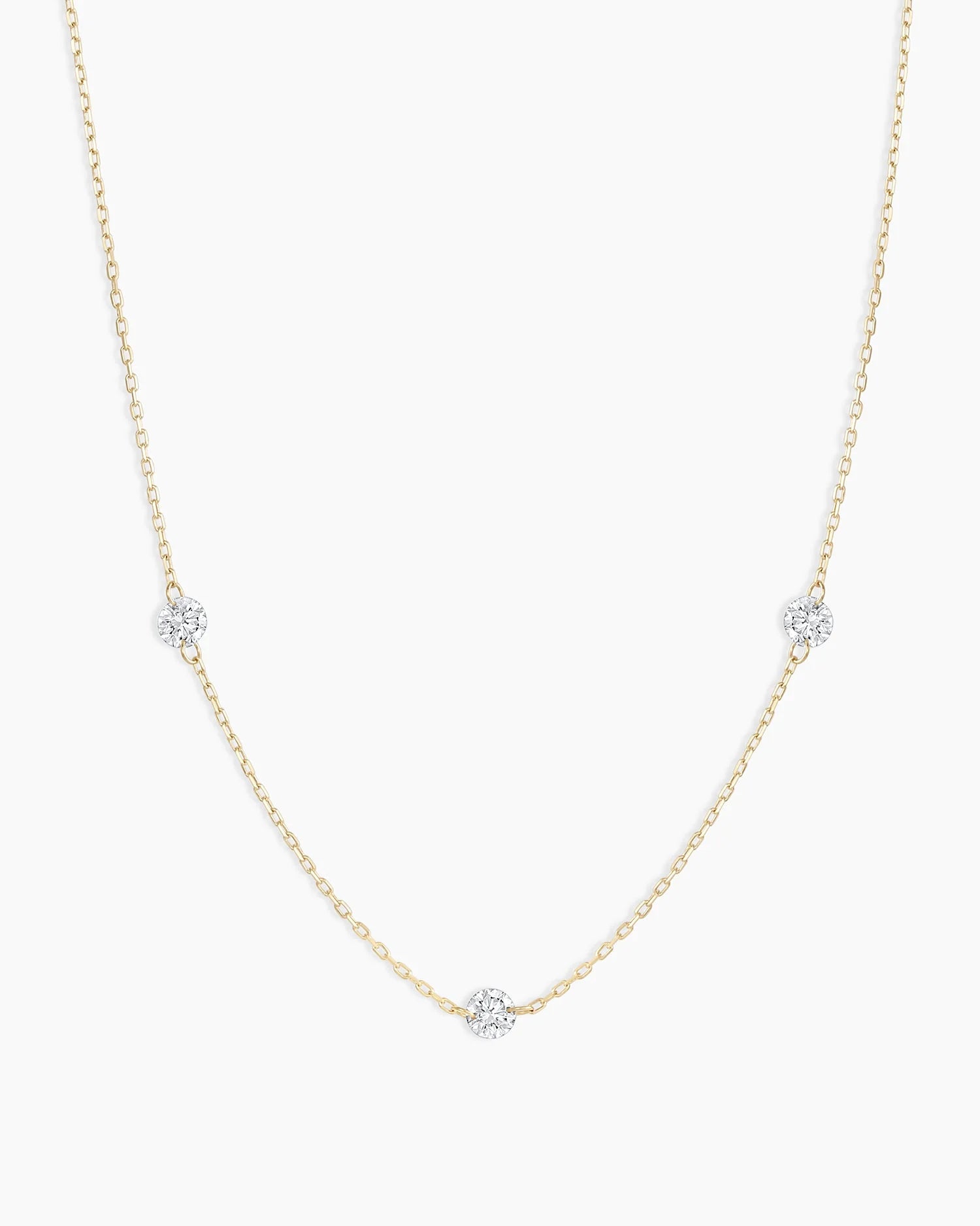 18K Floating Diamond Stationary Trio Necklace