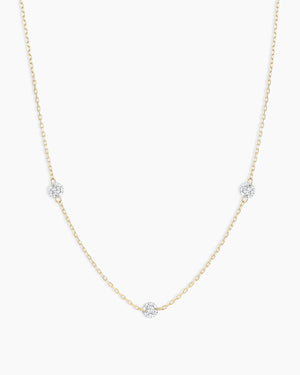 18K Floating Diamond Stationary Trio Necklace