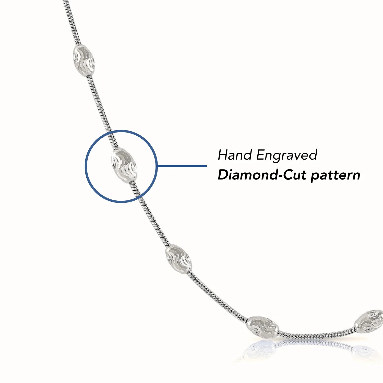 Sterling Silver Diamond-Cut Oval Bead Bracelet
