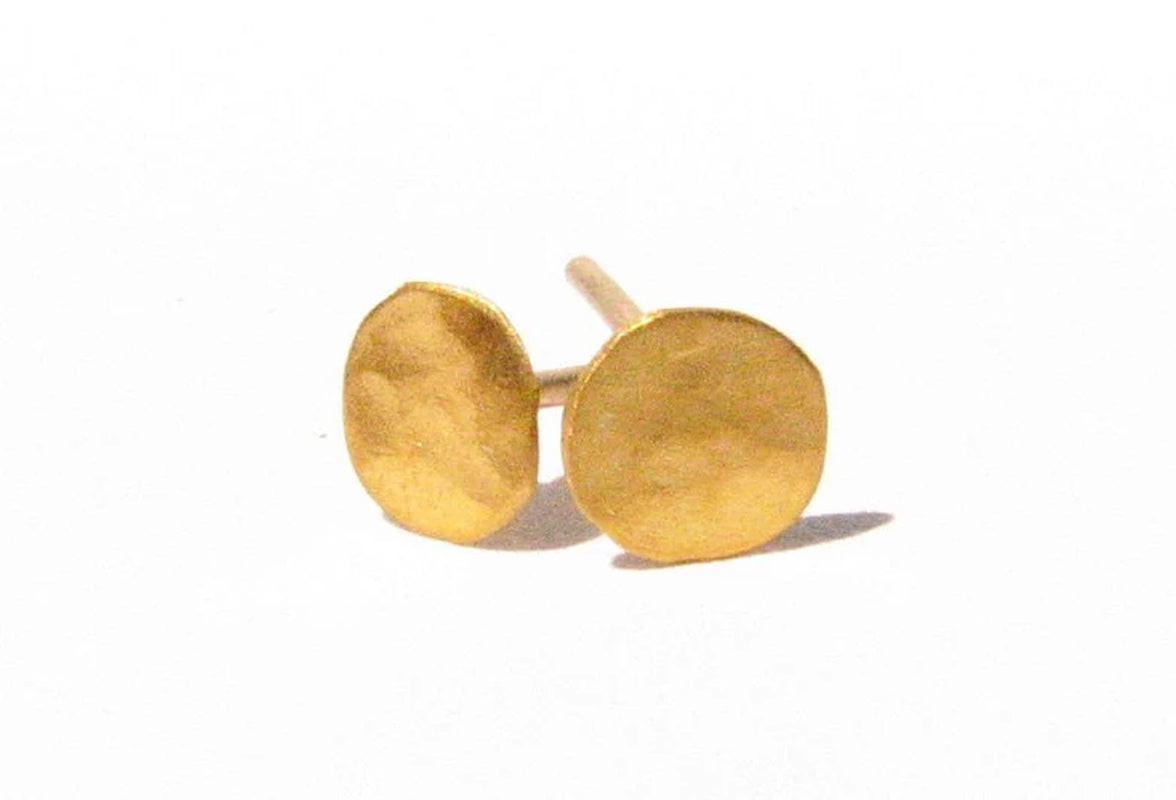 24K Solid Gold 4mm Hypoallergenic Stud Earrings – Handmade Elegance in Pure Yellow Gold.