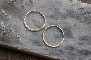 Hammered Gold Hoop Earrings, Textured Small Gold Earring Hoops, Medium 14K Gold Filled Simple Hoops, Hand Forged 25Mm - #04AE-05-043