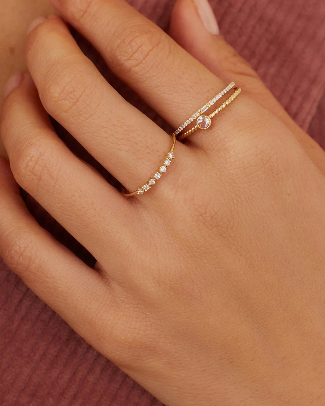 14K Diamond Row Ring