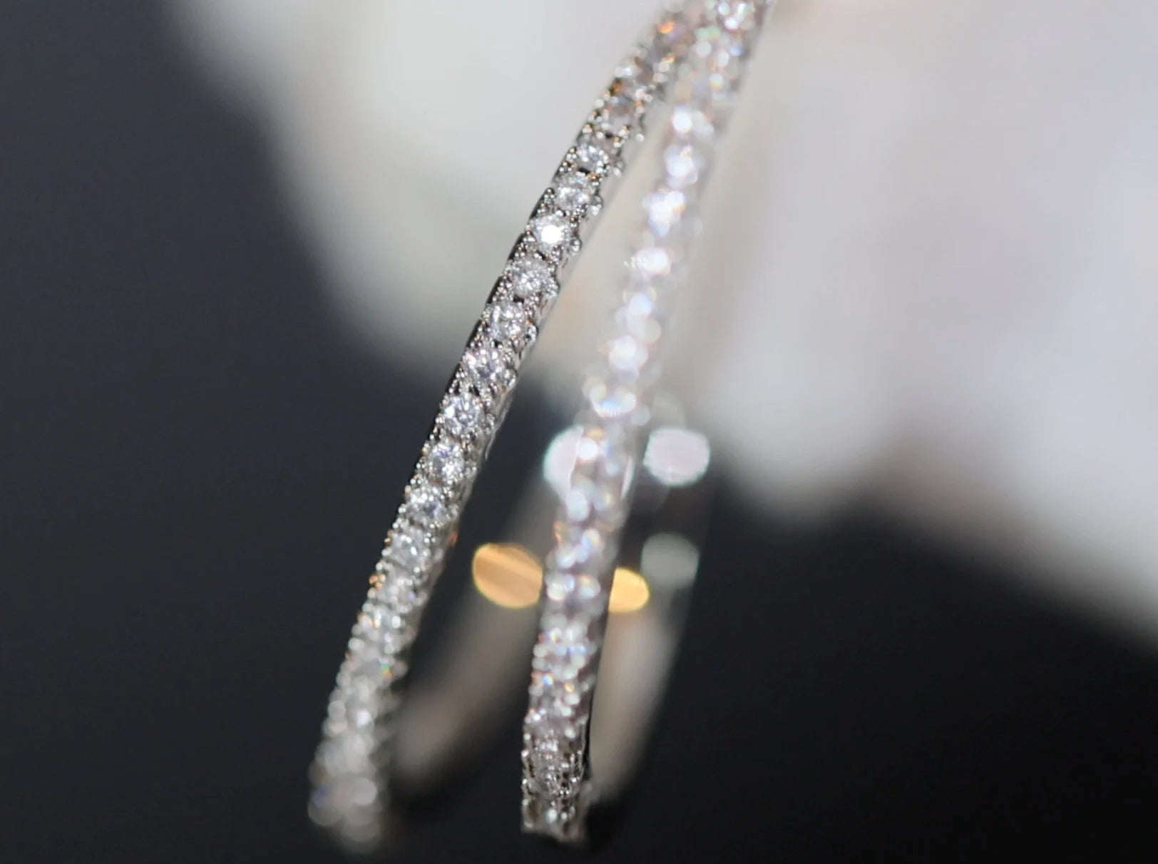 Diamond Hoop Earrings | Hoop Earrings | Womens Big Diamond Earrings | Silver Hoop Earrings with Diamonds | Womens Hoop Earrings | Earrings