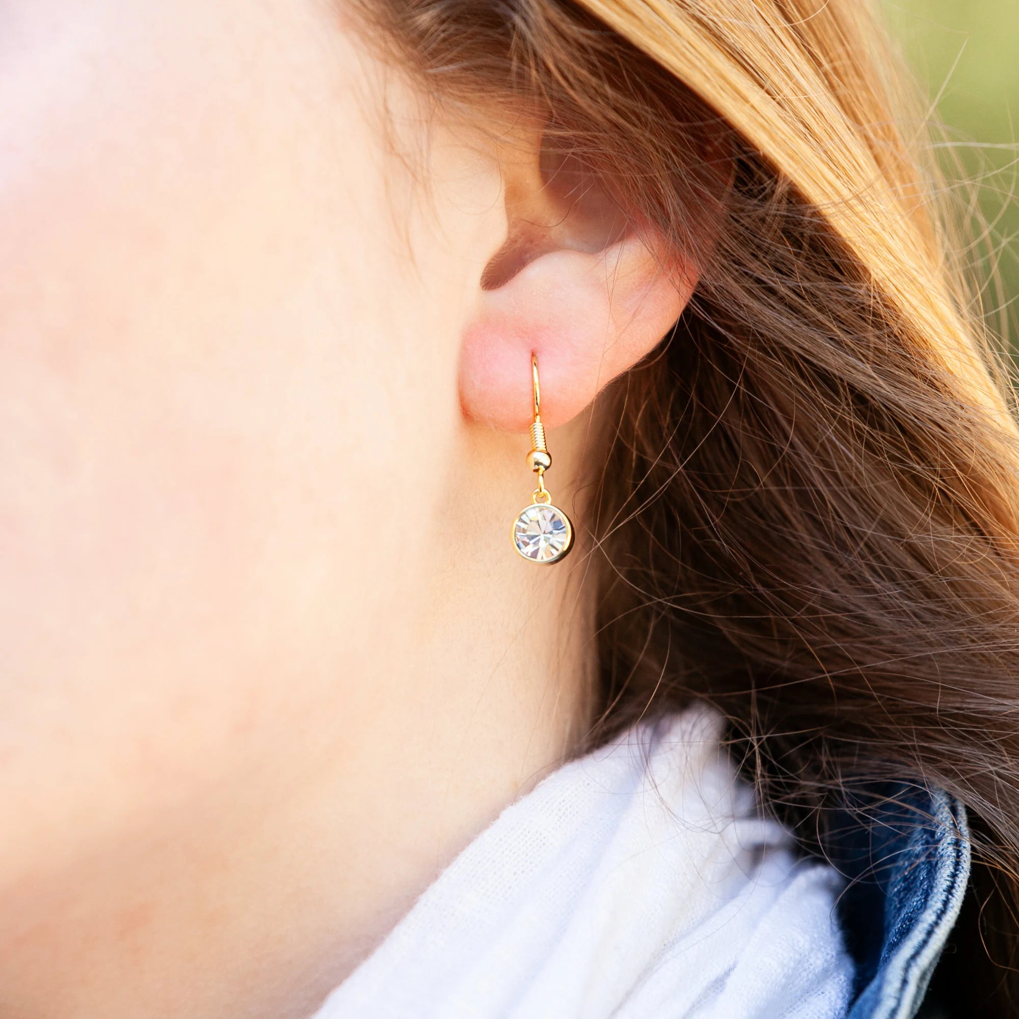 April Diamond Drop Earrings, Bohemian Crystal, Gold or Silver, French Hooks