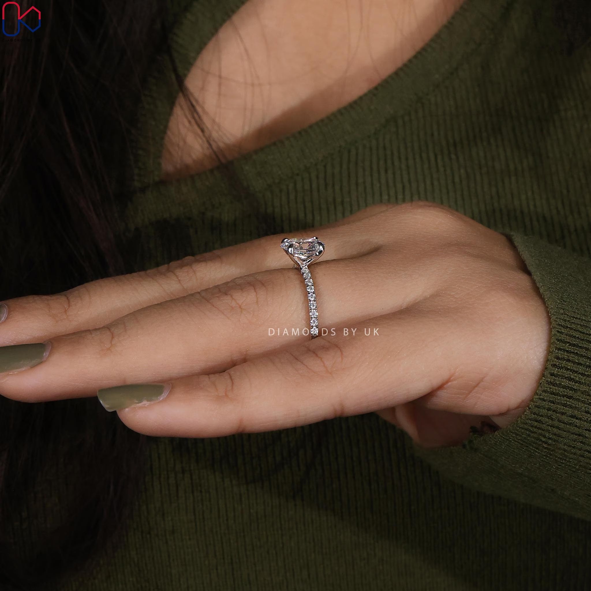 Real Oval Lab Grown Diamond Engagement Ring Oval Lab Diamond Anniversary Ring Oval Brilliant Lab Diamond Ring Oval Proposal Ring for Her