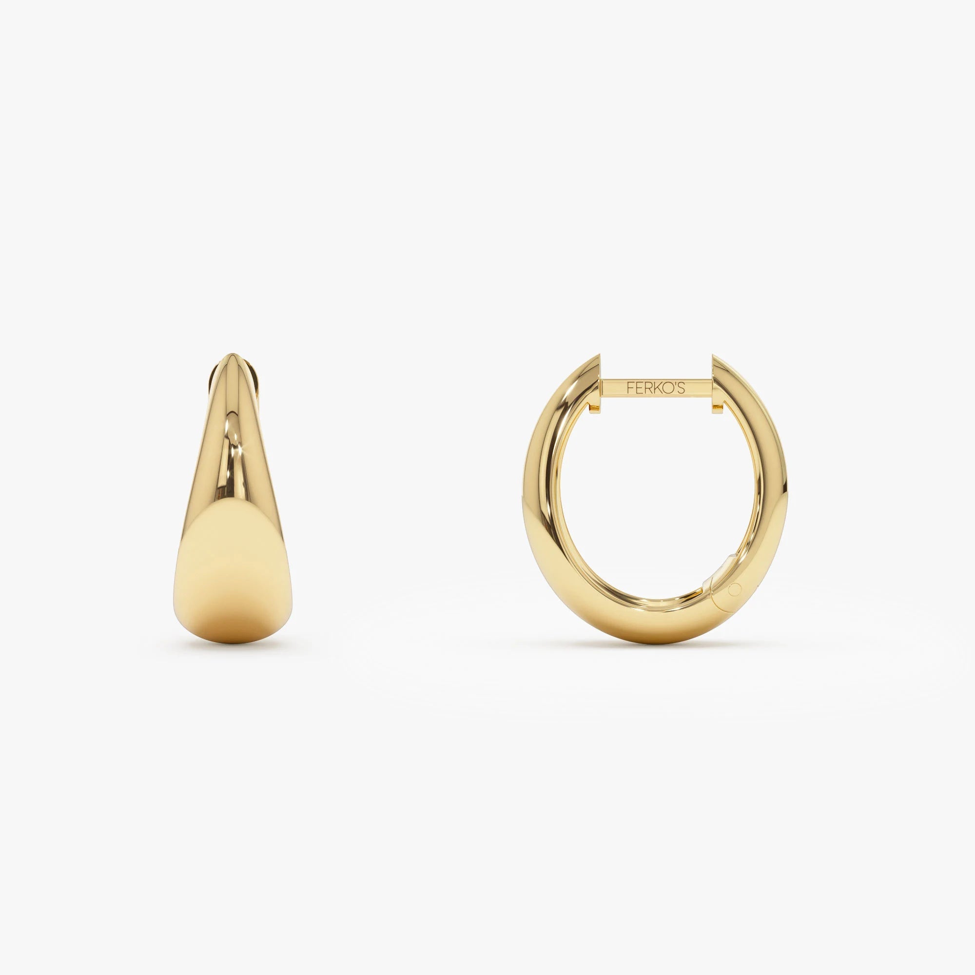 14K Gold Hoops, Teardrop Hoop Earrings, Tapered Hoops, Teardrop Huggie Earrings, Gold Gypsy Earrings, Must Have for Every Women