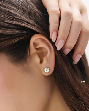Exquisite Bezel-Set Round Lab Diamond Stud Earrings.