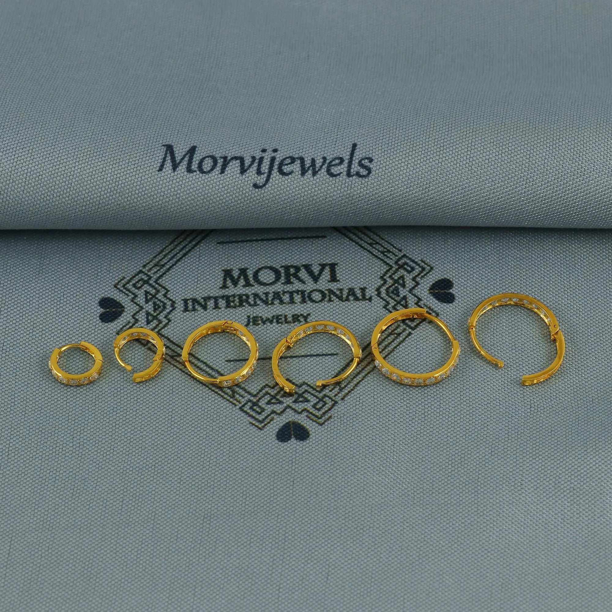 Real Solid 22K Gold Earrings, 22Kt Gold Earrings, Real Gold Hoop Earrings, Gold Huggies, 22Kt Gold Huggies, Zircon Huggie Hoop,