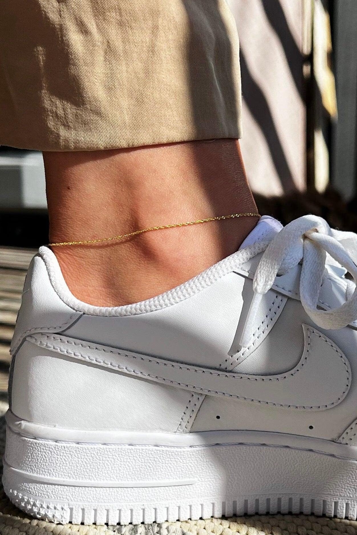 9Ct Yellow Gold Twist Curb Chain Anklet | Delicate Gold Ankle Bracelet