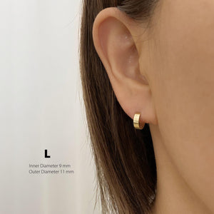Elegant 14K Solid Gold Wide Huggie Hoop Earrings - Bold and Stylish.