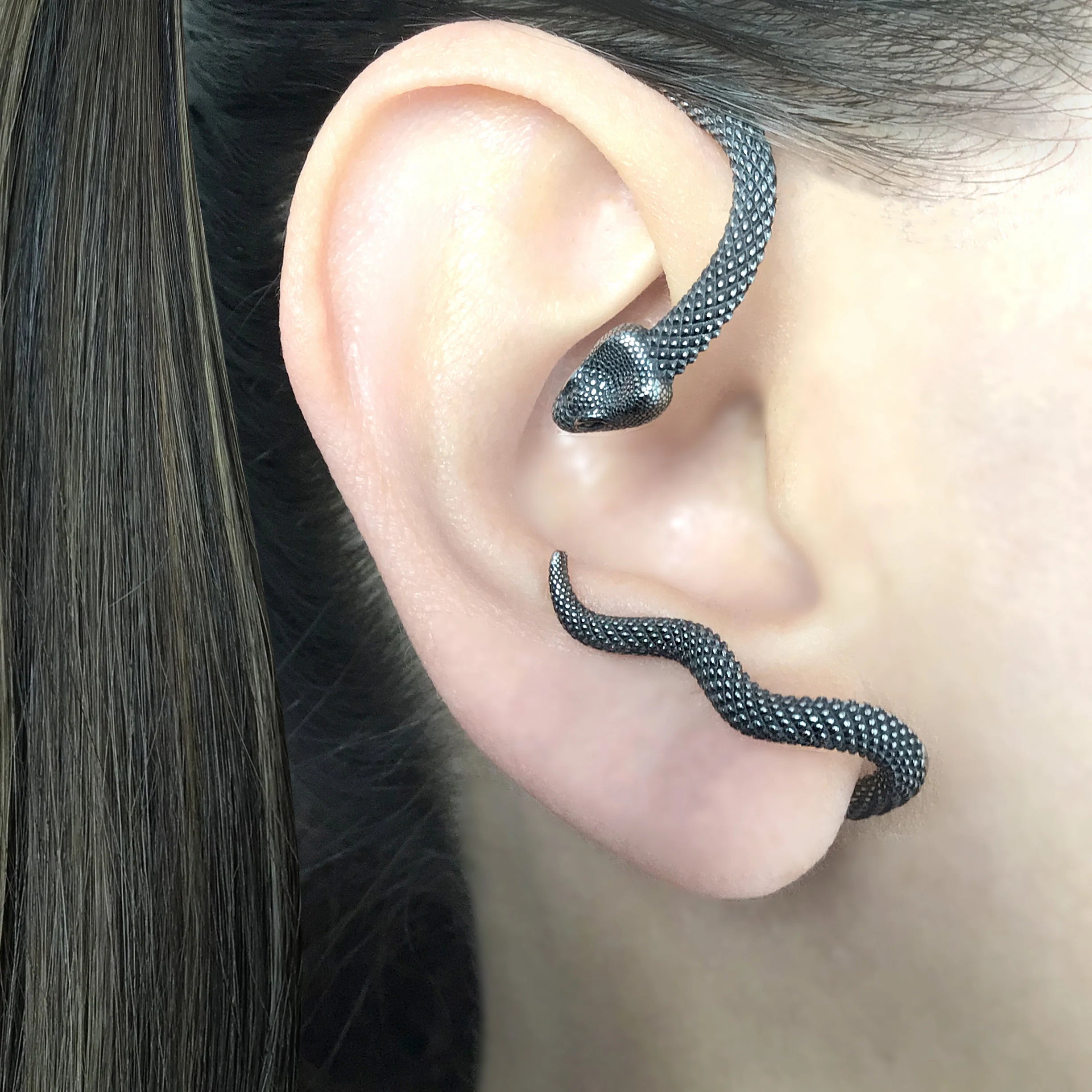 Snake Ear Cuff, No Piercing Gothic Earring, Unisex Goth Stainless Steel Jewelry