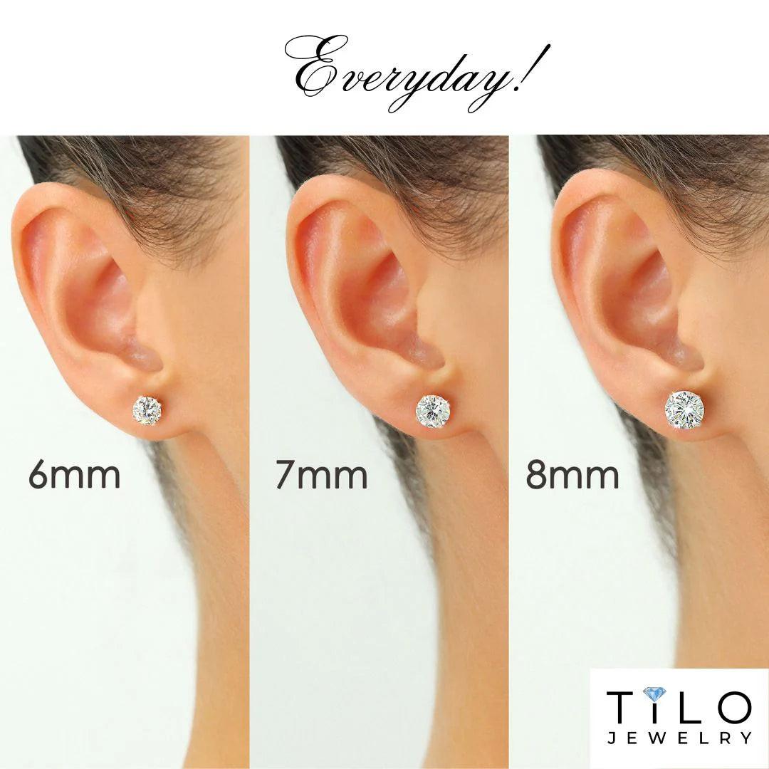 Stunning 14K Gold Cubic Zirconia Stud Earrings with Comfortable Silicone Push-Backs.