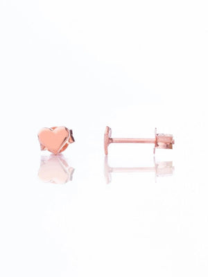 Dainty 925 Sterling Silver & 14K Gold Small Heart Stud Earrings - Perfect Gift of Luck!.