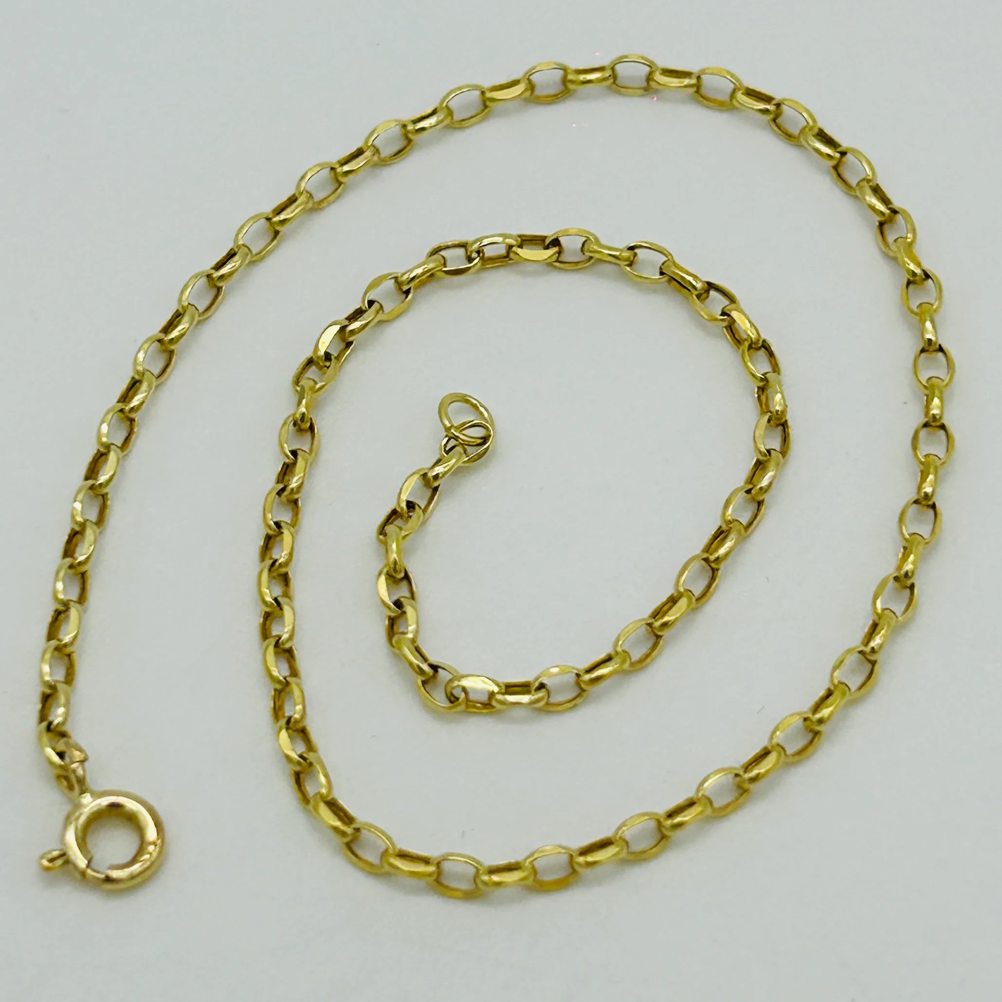 9Ct Real Yellow Gold 2Mm Belcher Anklet | 10 Inch Oval Link Anklet | Women Gold Anklet | Brand New