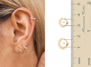 14K Solid Gold Diamond Cartilage Hoop Earring: Helix Huggie