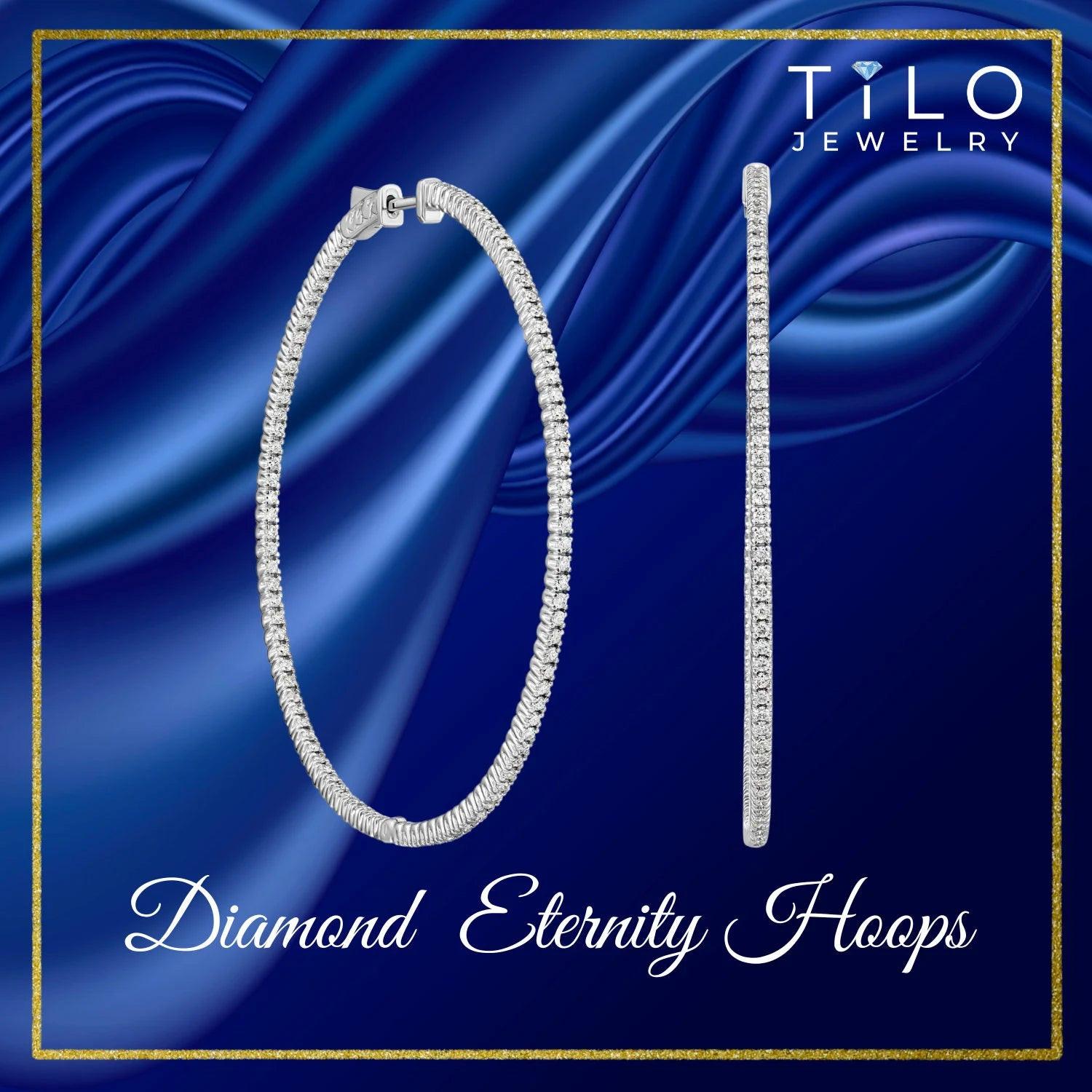 Stunning 14K White Gold 2.06 Carat Diamond Hoop Earrings - Elegance Redefined!.