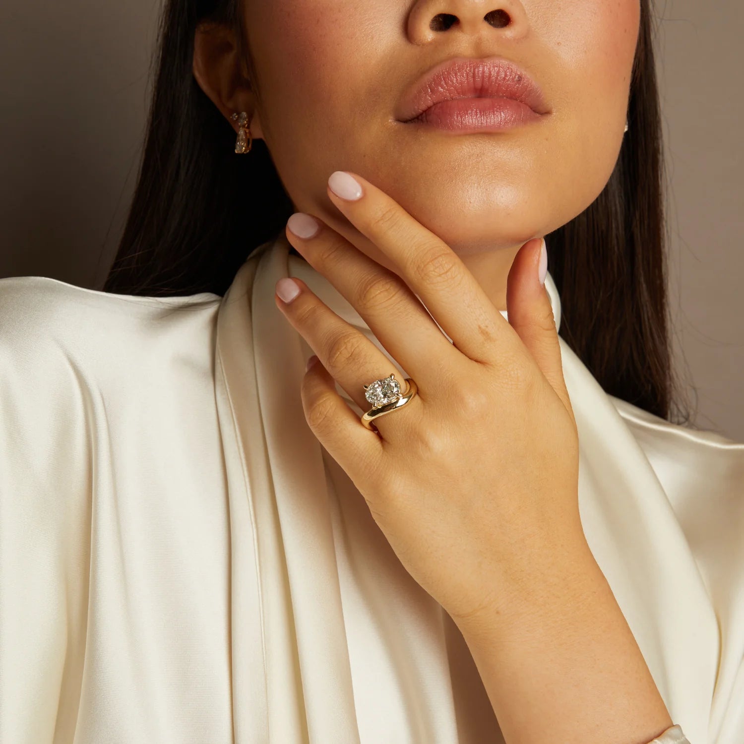 3Ct Oval Lab Grown Diamond Floating Ring NikNenz™ Premium Gold & Diamonds