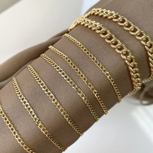 14K Diamond Cut Cuban Link Chain Bracelet
