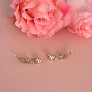 Gold Ear Climbers, Minimalist Handmade Jewelry Gift for Her