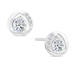 Stunning CZ Round Stud Earrings in Elegant Sterling Silver.