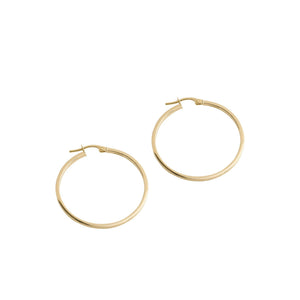 14K Gold Dainty Hoop Earrings - 34mm Large Real Gold Hoops for Women.