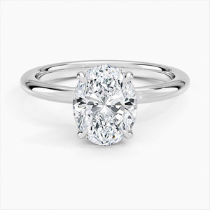 2Ct Oval Moissanite Engagement Ring: 14K Gold Sleek Band