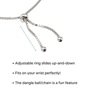 Sterling Silver Simulated Diamond Infinity Bracelet, Adjustable 6-9 Inches