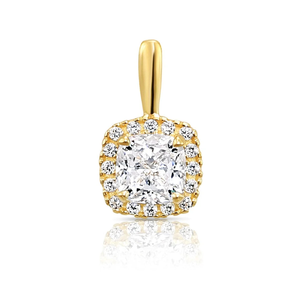 14K Yellow Gold Cushion-Cut Pendant Necklace, with 18" Cable Chain