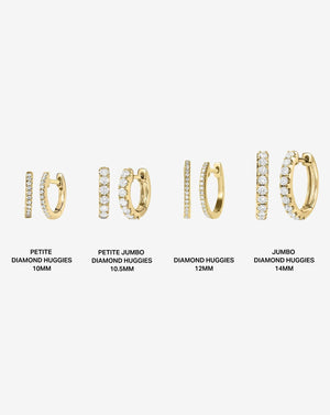Elegant Petite Jumbo Diamond Huggie Hoops.