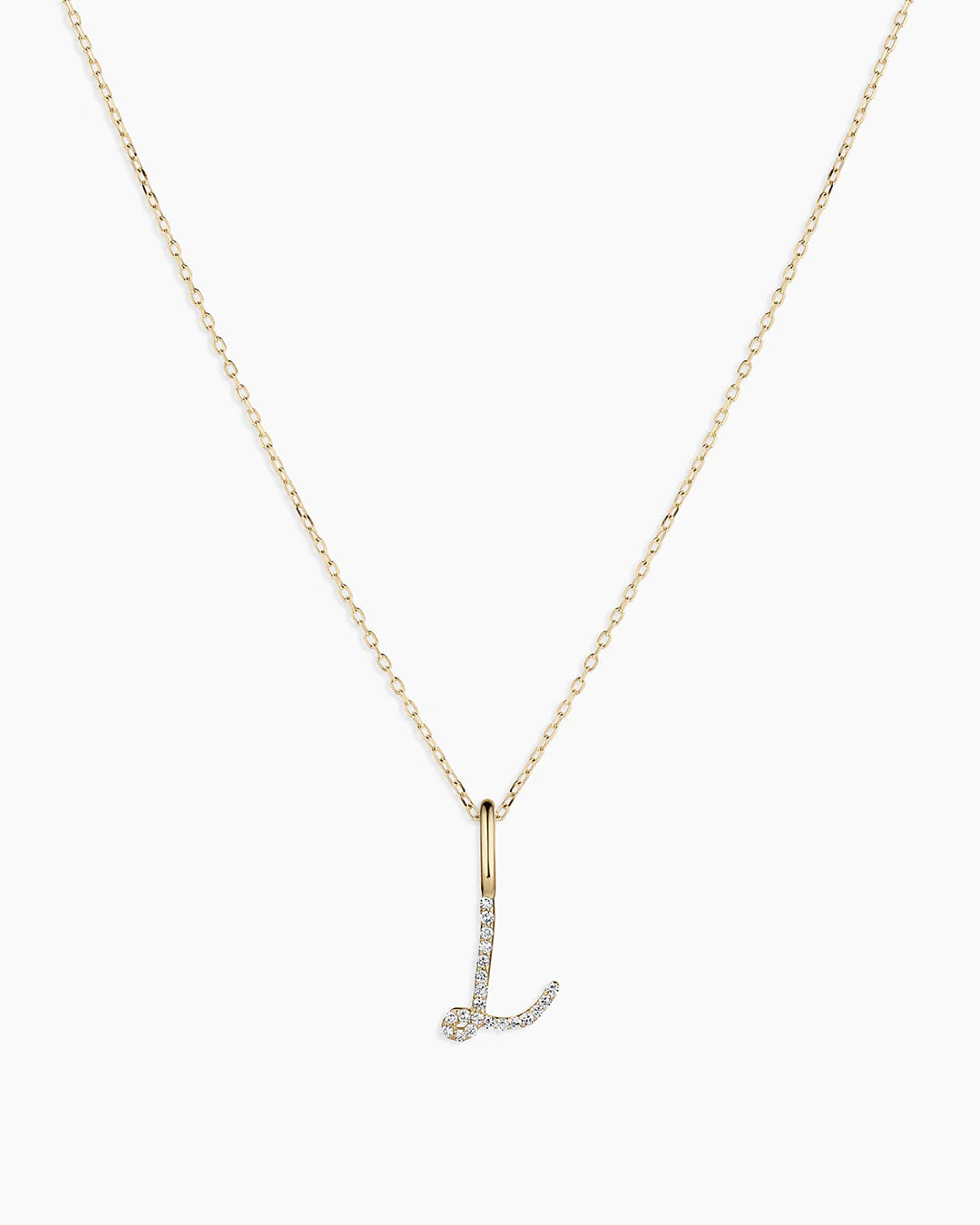 Diamond Script Alphabet Charm Necklace