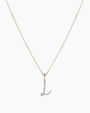 Diamond Script Alphabet Charm Necklace