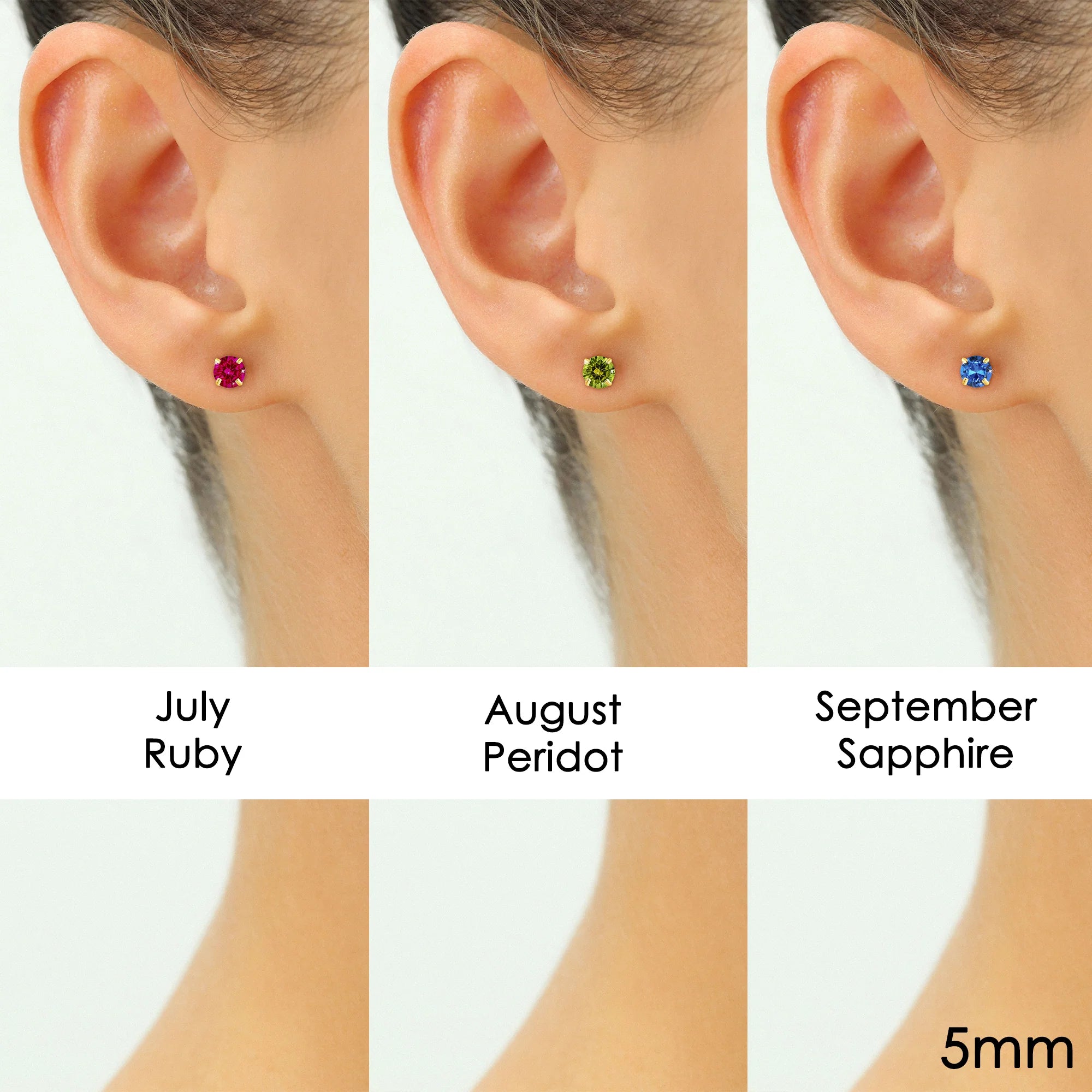 14K Yellow Gold Birthstone Stud Earrings, Screw-Back, 5Mm