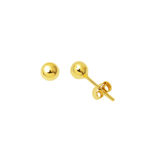 14K Solid Gold Ball Stud Earrings, Yellow Gold Ball Earrings 5Mm, Gold round Ball Stud Sleeper Earrings, Classic Earrings