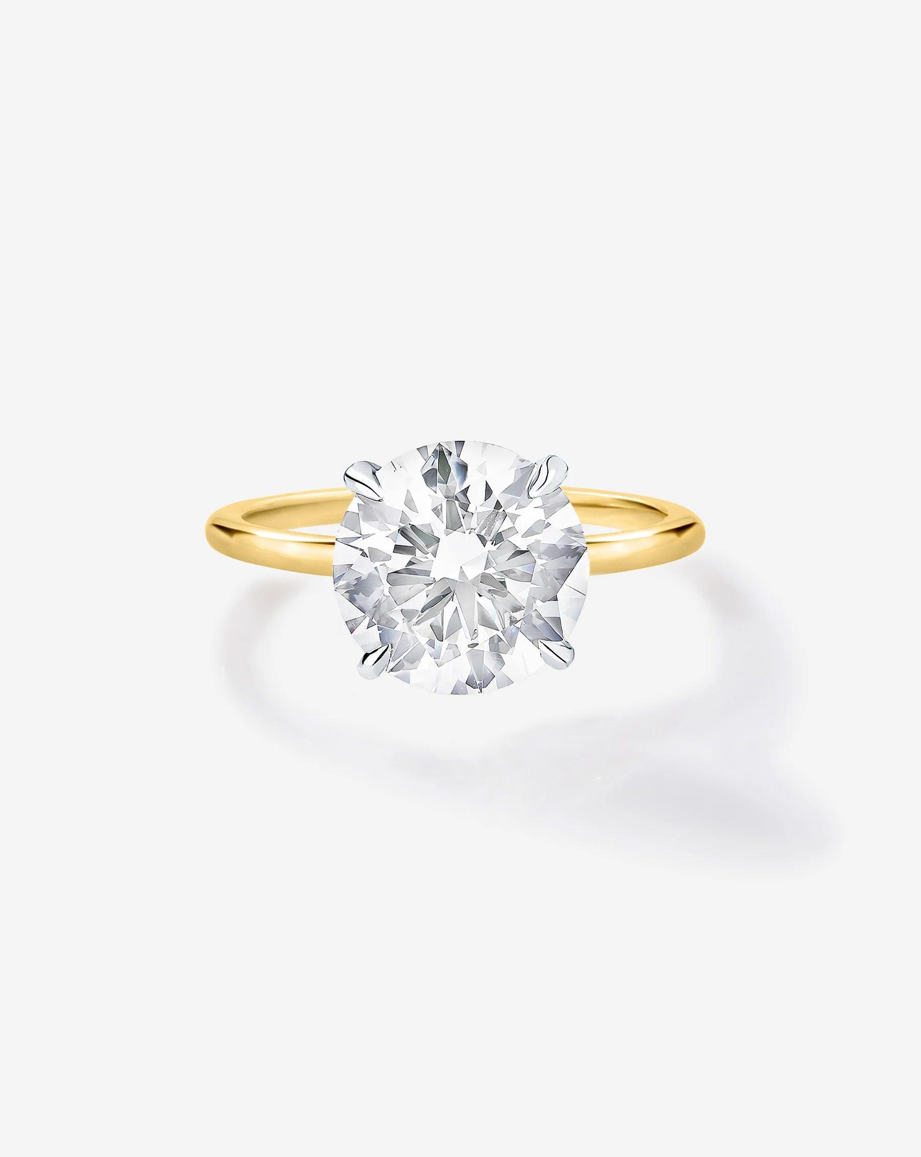 Stunning 3.63ct Round Diamond Solitaire Engagement Ring in Ultra Thin 14K Gold.
