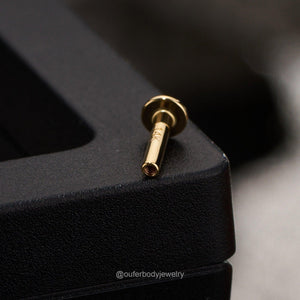 14K Solid Gold Internally Threaded Labret Studs - Available in 5mm, 6mm, 8mm, and 10mm for Cartilage, Helix, and Tragus Piercings.