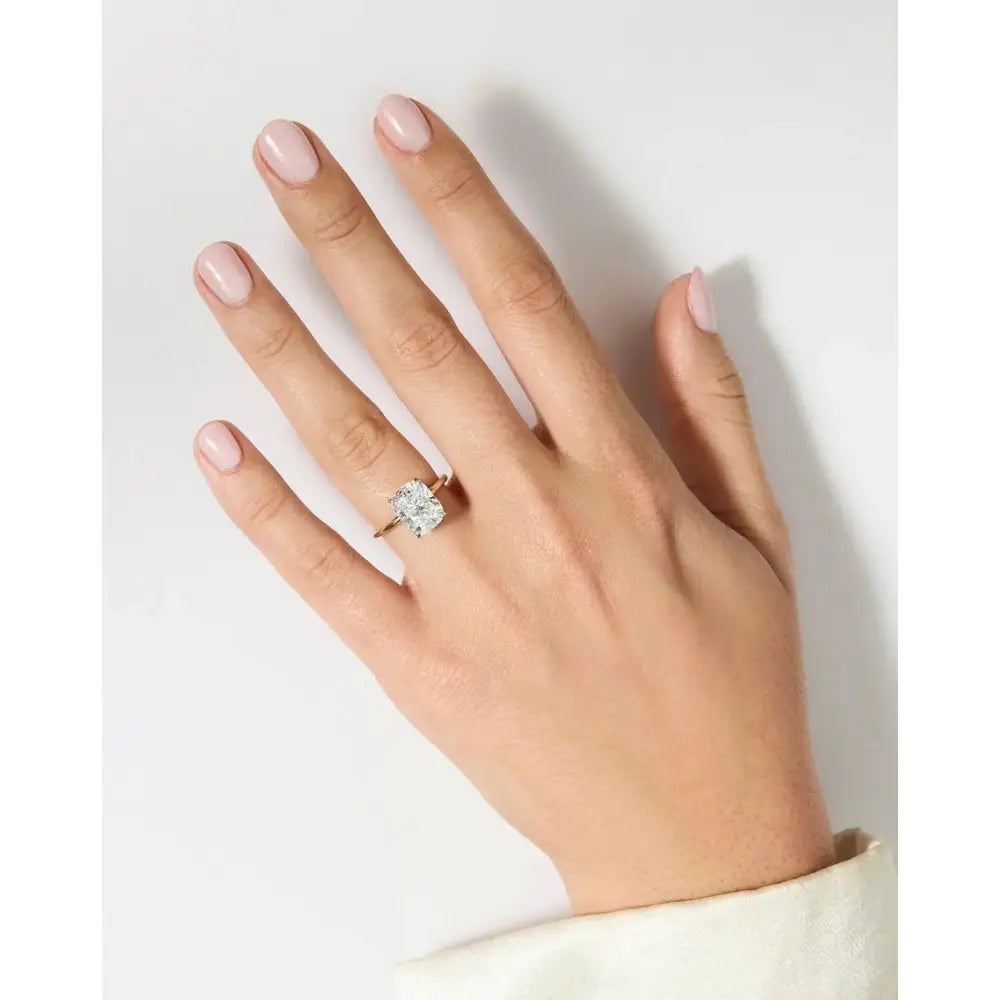 3.24 Carat Whisper Thin® Lab-Created Diamond Cushion Cut.