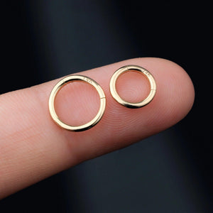 14K Solid Gold Clicker Hoop Earring - 16G Elegant Cartilage Helix Conch Nose Daith Huggie Hoop.