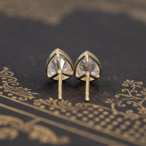 Tear Drop Pear Cut 2CTW Simulated Diamond Earrings Bezel Set, 14K Yellow Gold Earrings Women'S, Moissanite Earrings Push Backs, Gift for Her