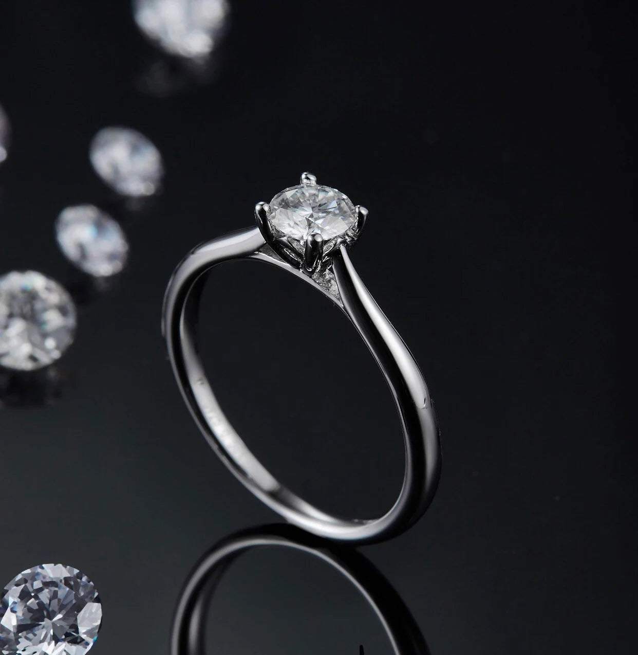 0.5Ct Diamond Engagement Ring, Solitaire Certified Moissanite Diamond Ring, Gold Simple Engagement Ring, Promise Ring, Anniversary Ring