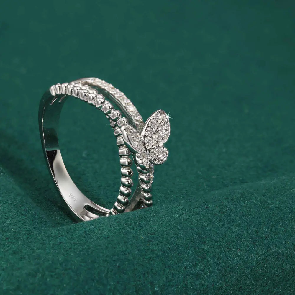 .31 Ct. T.W. Diamond Butterfly Ring in 14K White Gold