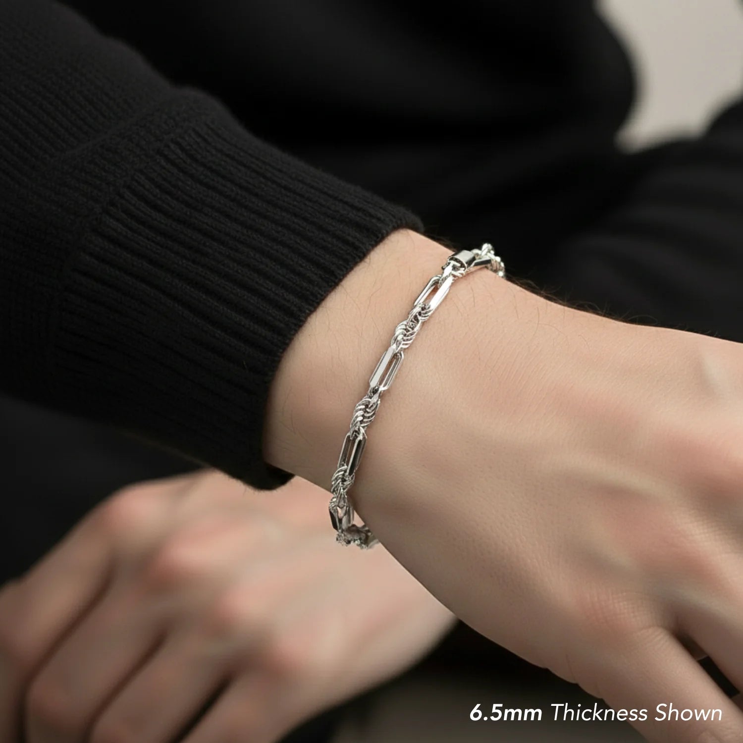 925 Sterling Silver Figarope Milano Italian Bracelet