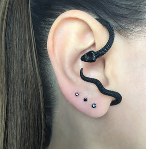 Snake Ear Cuff, No Piercing Gothic Earring, Unisex Goth Stainless Steel Jewelry