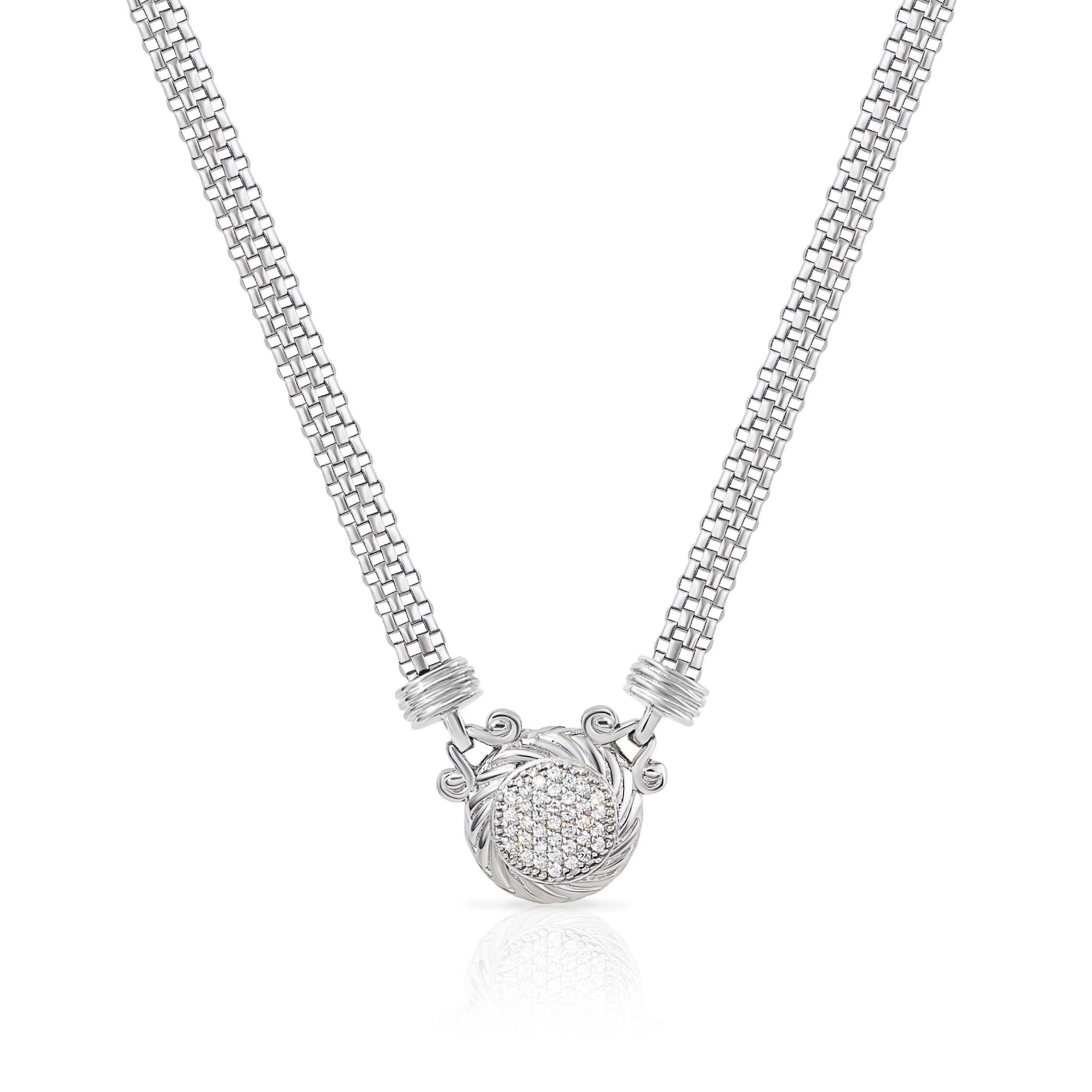 Exquisite 925 Sterling Silver Italian Handmade Round Necklace with Secure Lobster Clasp.