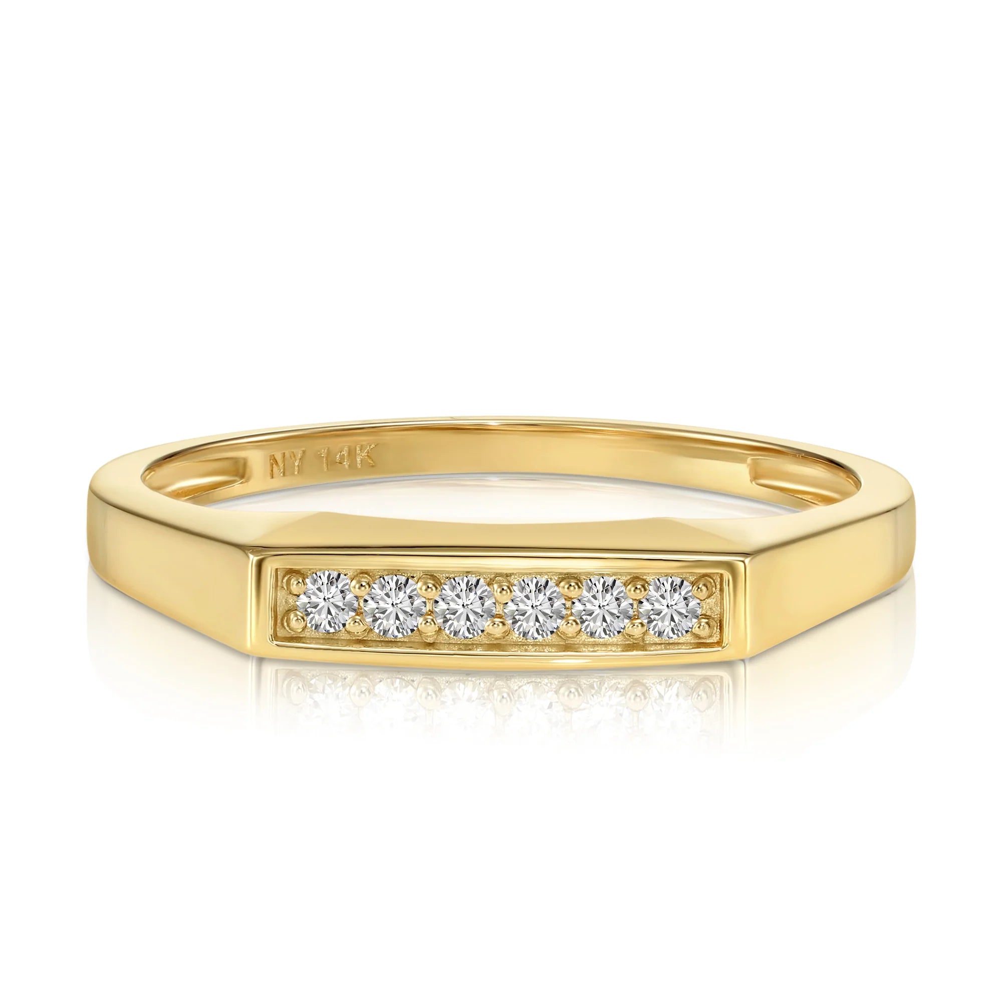 14K Yellow Gold Lab Diamond Signet Ring, 0.06Ctw