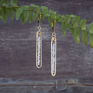 Elegant Herkimer Diamond Drop Earrings: Handmade Gold Gemstone Jewelry for Modern Brides