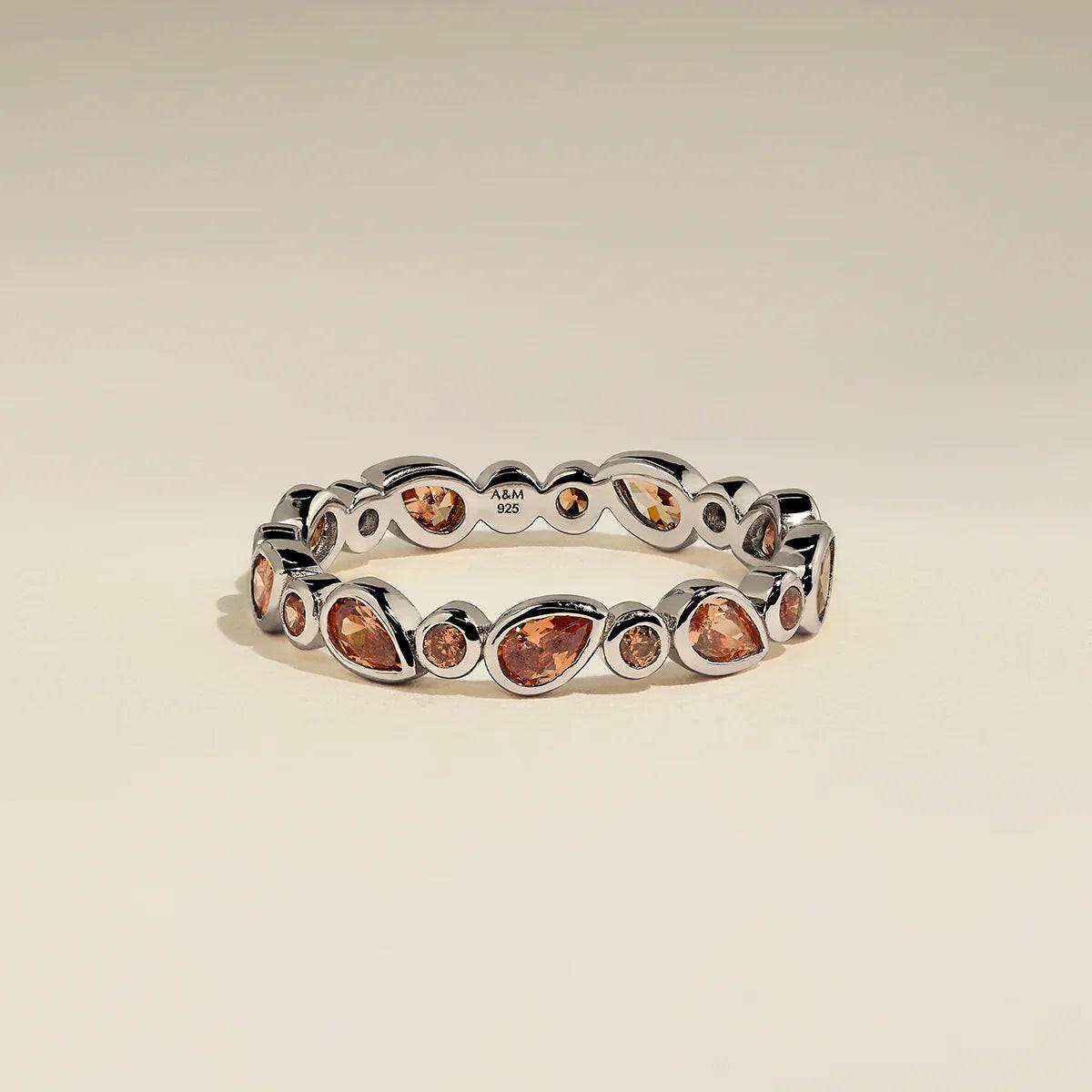 Stunning Silver Sunset Pear Band Ring - Elevate Your Style!.