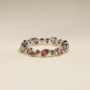 Stunning Silver Sunset Pear Band Ring - Elevate Your Style!.