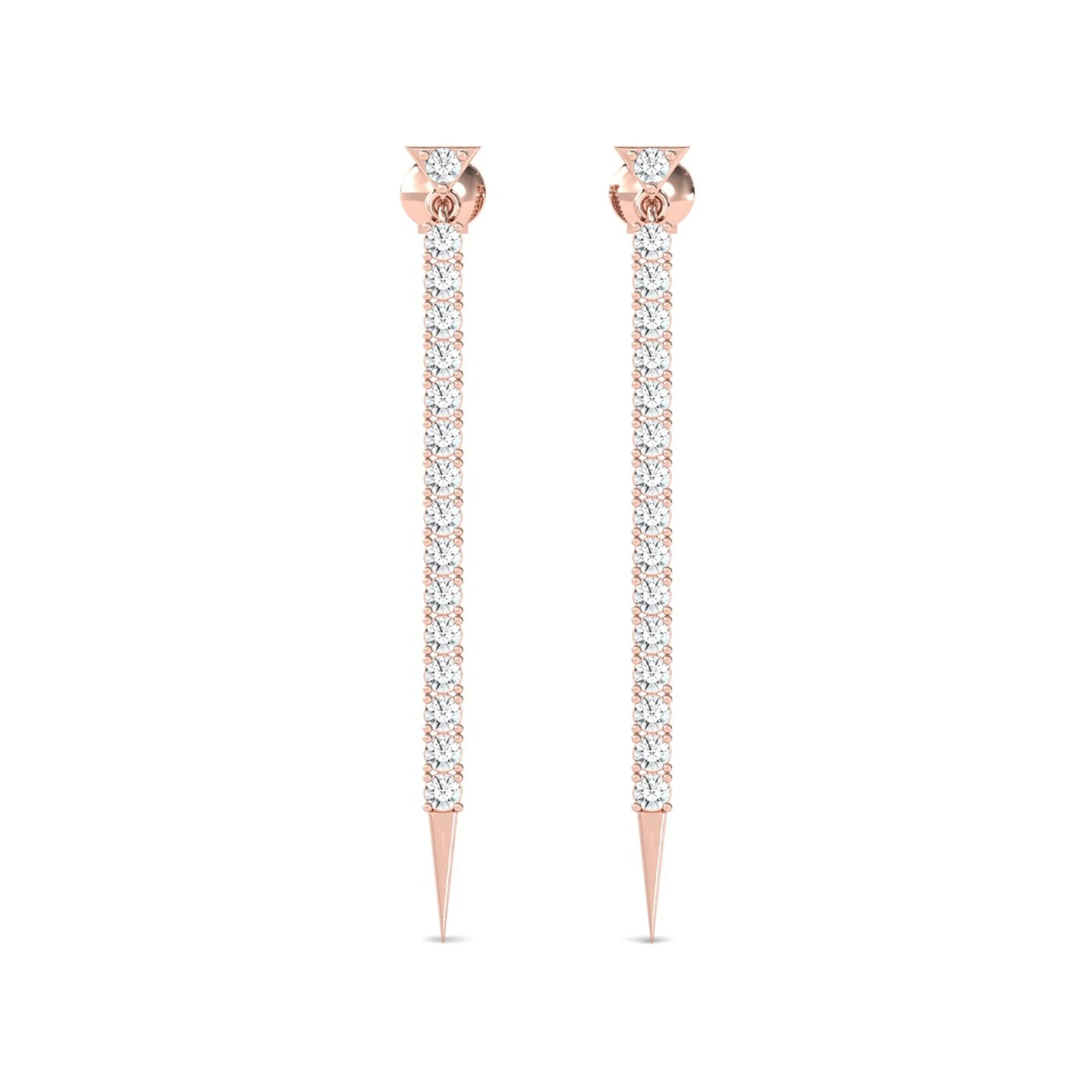 Bridal Drop Diamond Earring, Long Chain Earrings 14K White Gold